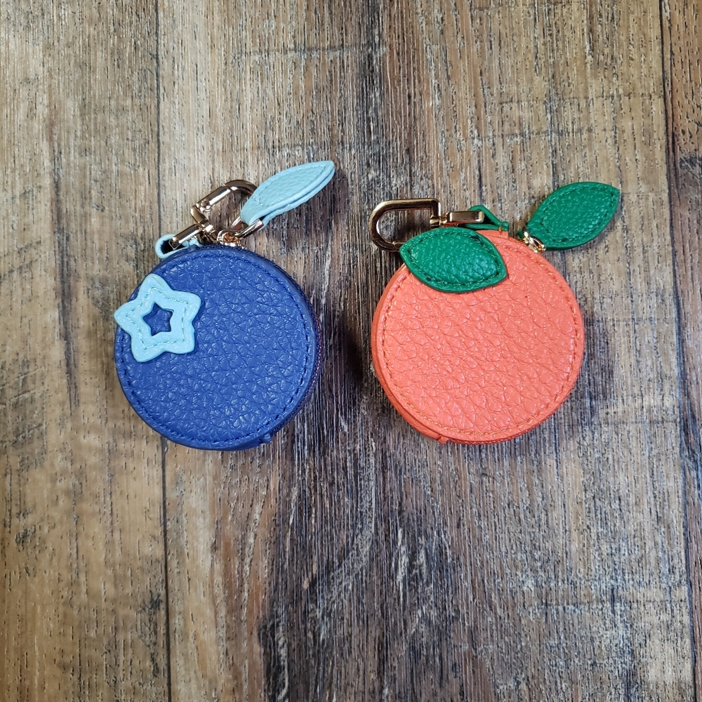 Blueberry and Orange Fruit-Shaped Mini Purse Keychain  Pouches